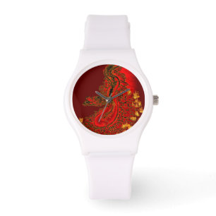 China Dragon red and gold design Watch