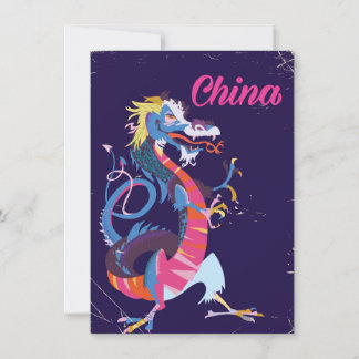 China Dragon vintage style travel poster Invitation