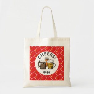CHINA FLAG 干杯  Beers Cheers Cartoon Tote Bag