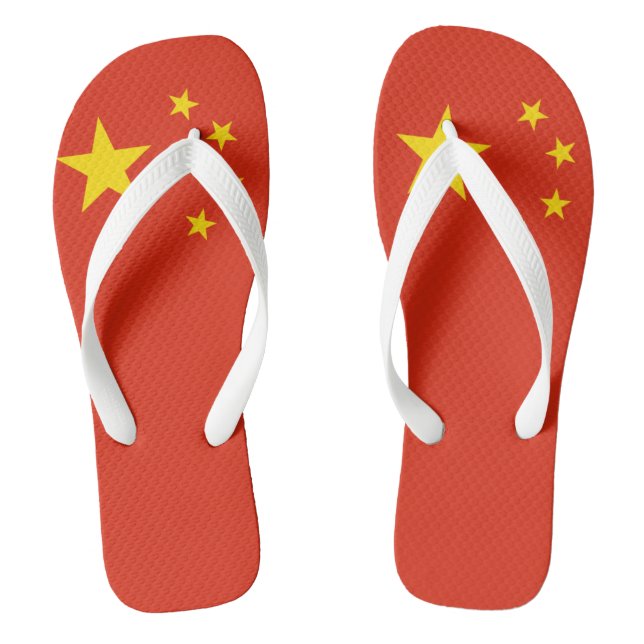 China flag Adult Flip Flops Wide Straps (Footbed)