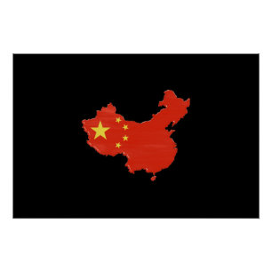 China flag and map poster