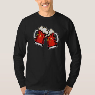 China Flag Beer Mug Cool Chinese Beer T-Shirt