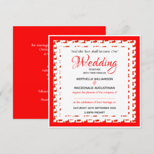 CHINA FLAG Custom Patriotic Square Wedding  婚礼 Invitation