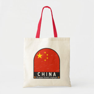 China Flag Emblem Distressed Vintage Tote Bag