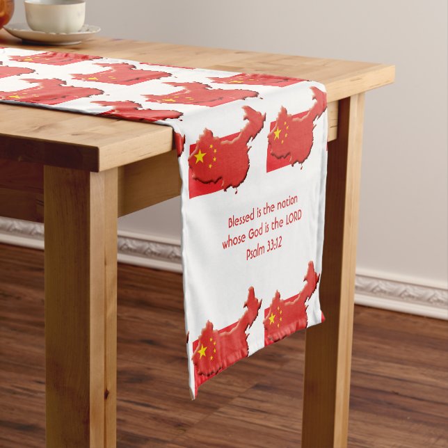 CHINA Flag Map Customized Scripture Short Table Runner (In Situ)