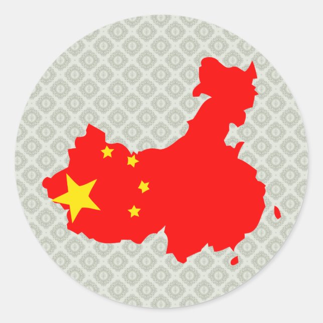 China Flag Map full size Classic Round Sticker (Front)