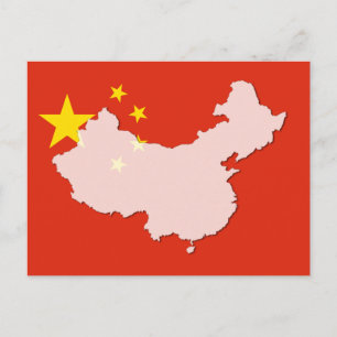 China flag map outline postcard