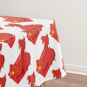 CHINA Flag Map Stylish Patriotic Geometric Tablecloth