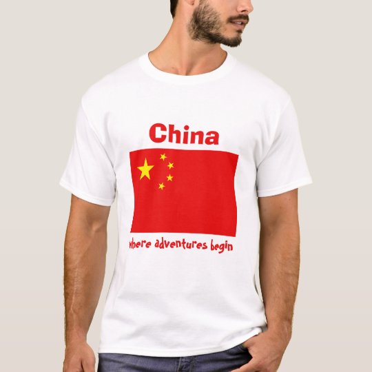 China Flag + Map + Text T-Shirt