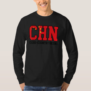 China Flag Skier Chinese Chn Cross Country Skiing T-Shirt