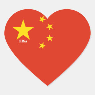 China Flag Splendid Patriotic Heart Sticker