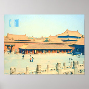 China Forbidden City vintage travel Poster