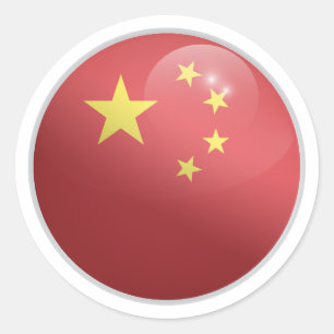 China Glossy Circle Flag Classic Round Sticker
