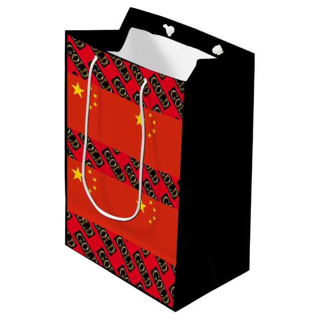 CHINA    GOLD    MEDIUM GIFT BAG (Front Angled)