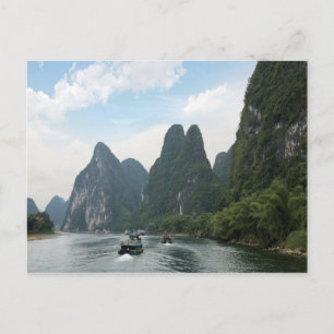 China, Guilin, Li River, River boats line the Postcard
