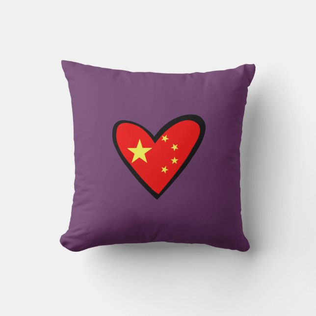 China heart Flag Throw Pillow (Front)