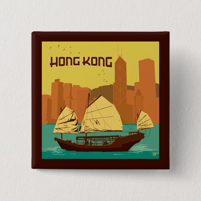 China | Hong Kong 2 Inch Square Button (Front)