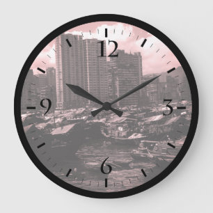 China Hong Kong houseboats river 1970 Notebook Large Clock