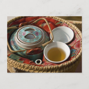 China, Hong Kong. Traditional Chinese teapot & 3 Postcard