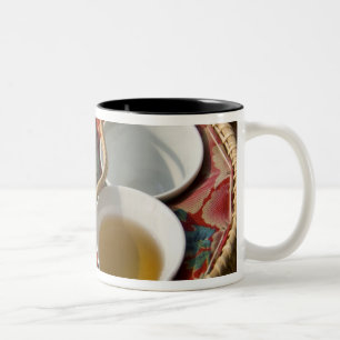 China, Hong Kong. Traditional Chinese teapot & 3 Two-Tone Coffee Mug