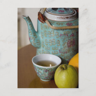 China, Hong Kong. Traditional Chinese teapot & Postcard