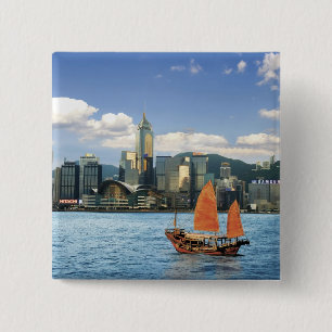 China; Hong Kong; Victoria Harbour; Harbour; A 2 Inch Square Button