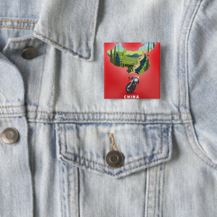 China Illustrated map travel poster 2 Inch Square Button