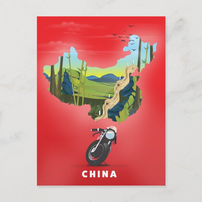 China Illustrated map travel poster Postcard (Front)