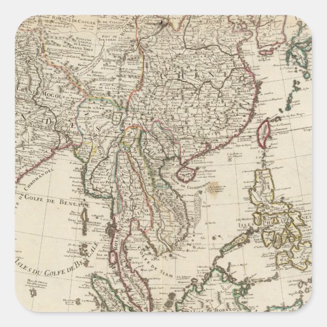 China, India, Asia Square Sticker (Front)