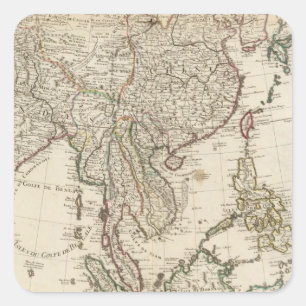 China, India, Asia Square Sticker