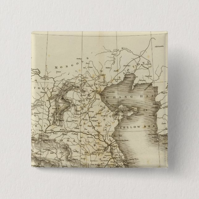 China, Japan 2 Inch Square Button (Front)