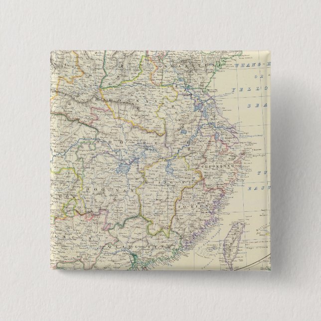 China, Japan 2 Inch Square Button (Front)