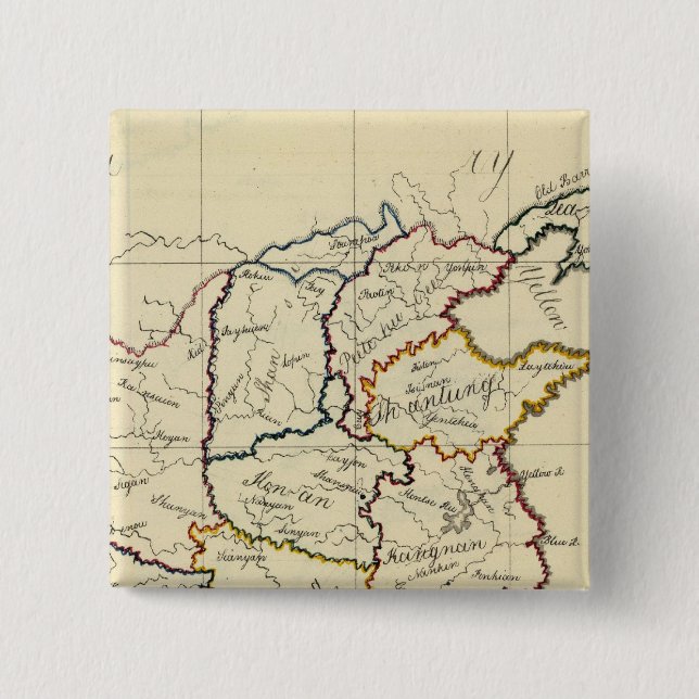 China, Korea 2 Inch Square Button (Front)