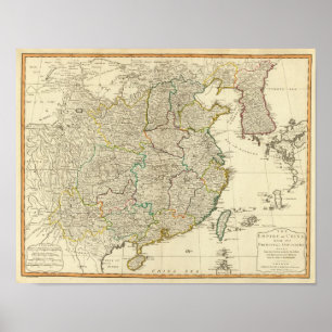 China, Korea atlas map Poster