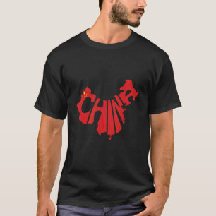 China Lettering In Map With Chinese Flag Support T-Shirt