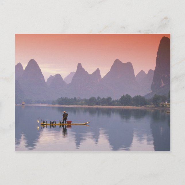 China, Li River. Single cormorant fisherman. Postcard (Front)