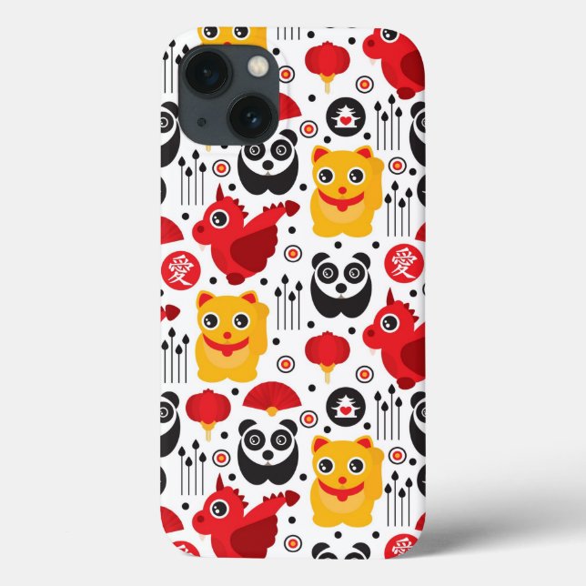 China lucky cat, dragon, and panda Case-Mate iPhone case (Back)