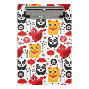 China lucky cat, dragon, and panda mini clipboard