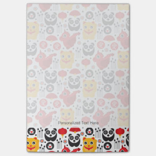 China lucky cat, dragon, and panda post-it notes