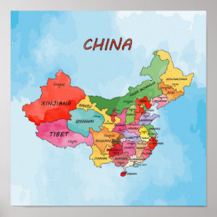 China Map watercolor artwork Poster