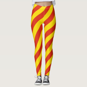 China National Flag Colours Diagonal Striped Leggings