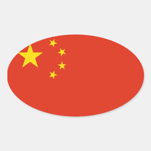 China National Flag Oval Sticker (Front)