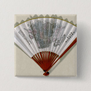 China on the Face of a FanPanoramic Map 2 Inch Square Button