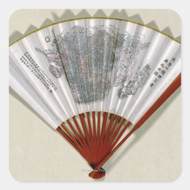 China on the Face of a FanPanoramic Map Square Sticker (Front)