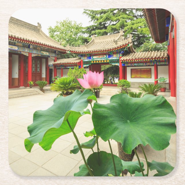 China Pagoda Interior Square Paper Coaster (Front)