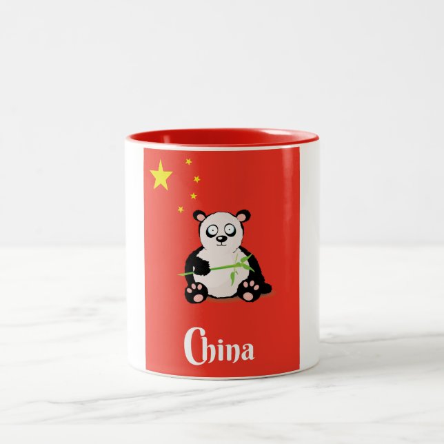 China Panda travel poster. Two-Tone Coffee Mug (Center)