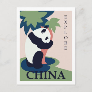 China Panda Vintage Travel Poster Postcard