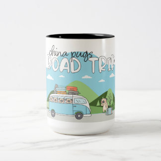 China Pugs Road Trip Two-Tone Coffee Mug