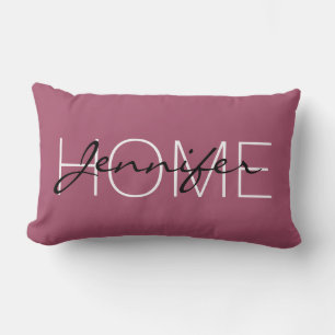 China rose colour home monogram lumbar pillow