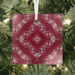 China Rosewood Floral 2 Flourish Glass Ornament